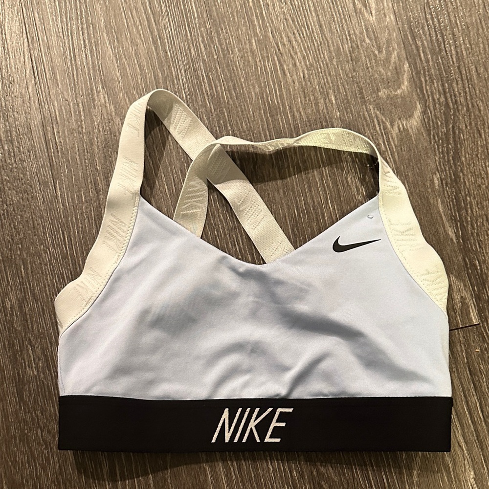 Nike Women's Sky Blue and Black Sports Bra